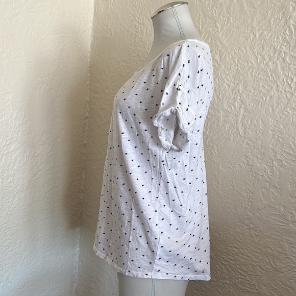 French Connection White Star Pattern Relaxed Fit Slub T-Shirt XS - Picture 3 of 7